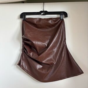 Chic Asymmetrical Brown Leather Top